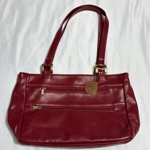 SAS Red Patent Leather Strap Shoulder Bag Purse Handbag Vintage Y2K Gold Zip